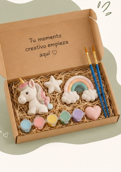 Kit de figuras de yeso con pinturas y pinceles
